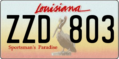 LA license plate ZZD803