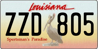 LA license plate ZZD805