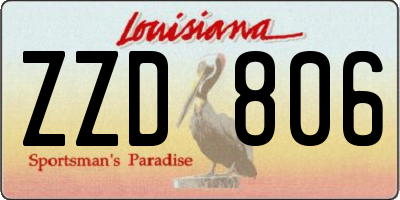 LA license plate ZZD806