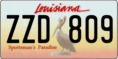 LA license plate ZZD809