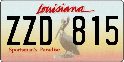 LA license plate ZZD815