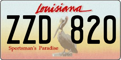 LA license plate ZZD820