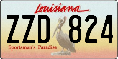 LA license plate ZZD824