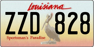 LA license plate ZZD828
