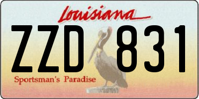 LA license plate ZZD831