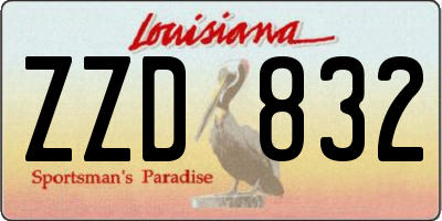 LA license plate ZZD832