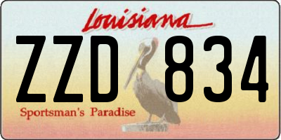 LA license plate ZZD834