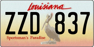 LA license plate ZZD837