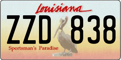 LA license plate ZZD838