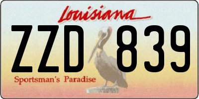LA license plate ZZD839
