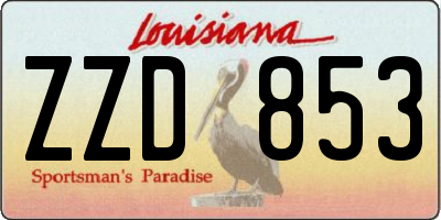 LA license plate ZZD853