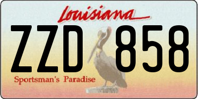 LA license plate ZZD858