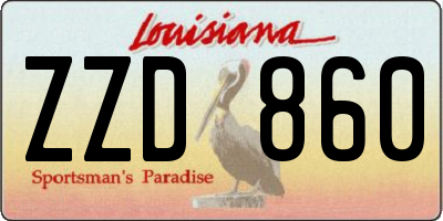 LA license plate ZZD860