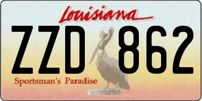 LA license plate ZZD862