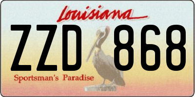 LA license plate ZZD868