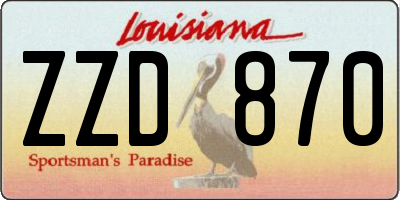 LA license plate ZZD870