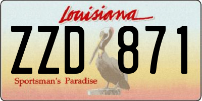 LA license plate ZZD871