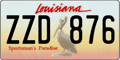 LA license plate ZZD876