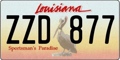 LA license plate ZZD877