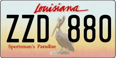 LA license plate ZZD880