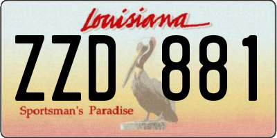 LA license plate ZZD881