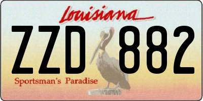 LA license plate ZZD882