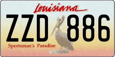 LA license plate ZZD886