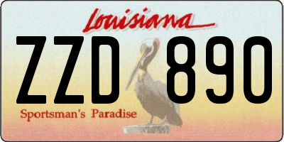 LA license plate ZZD890