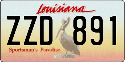 LA license plate ZZD891