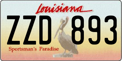 LA license plate ZZD893