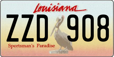 LA license plate ZZD908