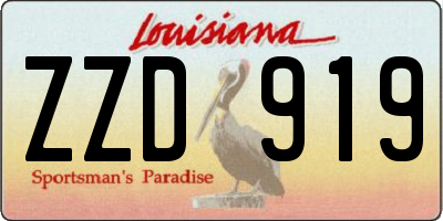 LA license plate ZZD919