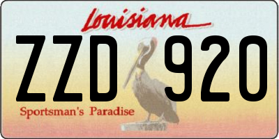 LA license plate ZZD920