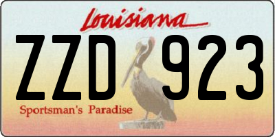 LA license plate ZZD923