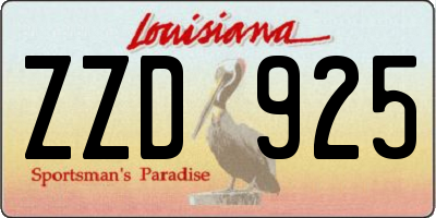 LA license plate ZZD925