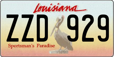 LA license plate ZZD929