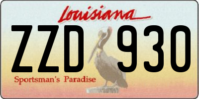 LA license plate ZZD930