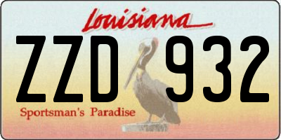 LA license plate ZZD932