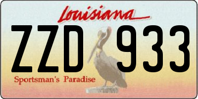 LA license plate ZZD933