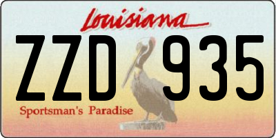 LA license plate ZZD935