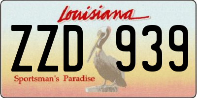 LA license plate ZZD939