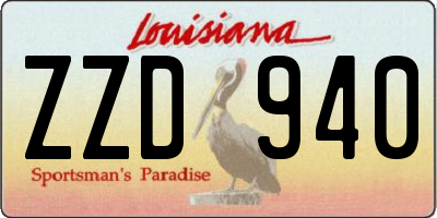 LA license plate ZZD940