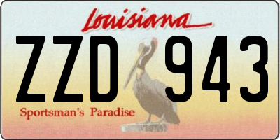 LA license plate ZZD943