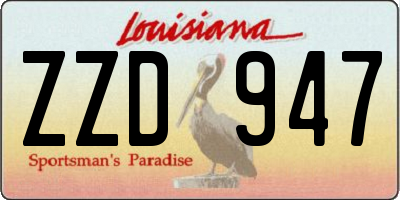 LA license plate ZZD947