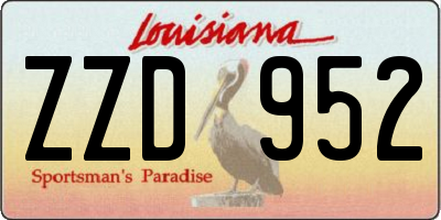 LA license plate ZZD952