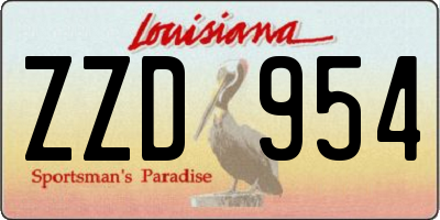 LA license plate ZZD954