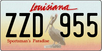 LA license plate ZZD955