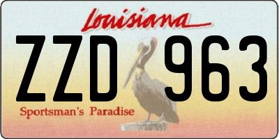 LA license plate ZZD963