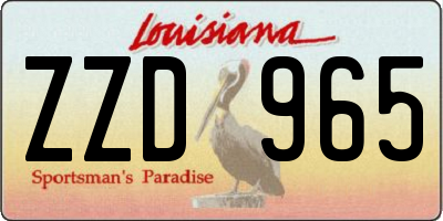 LA license plate ZZD965