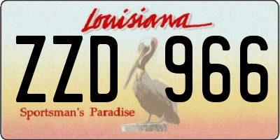 LA license plate ZZD966